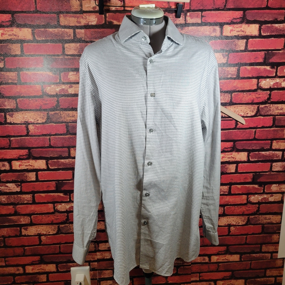 Karl Lagerfeld Men's Gray Patterned Button-Down Shirt